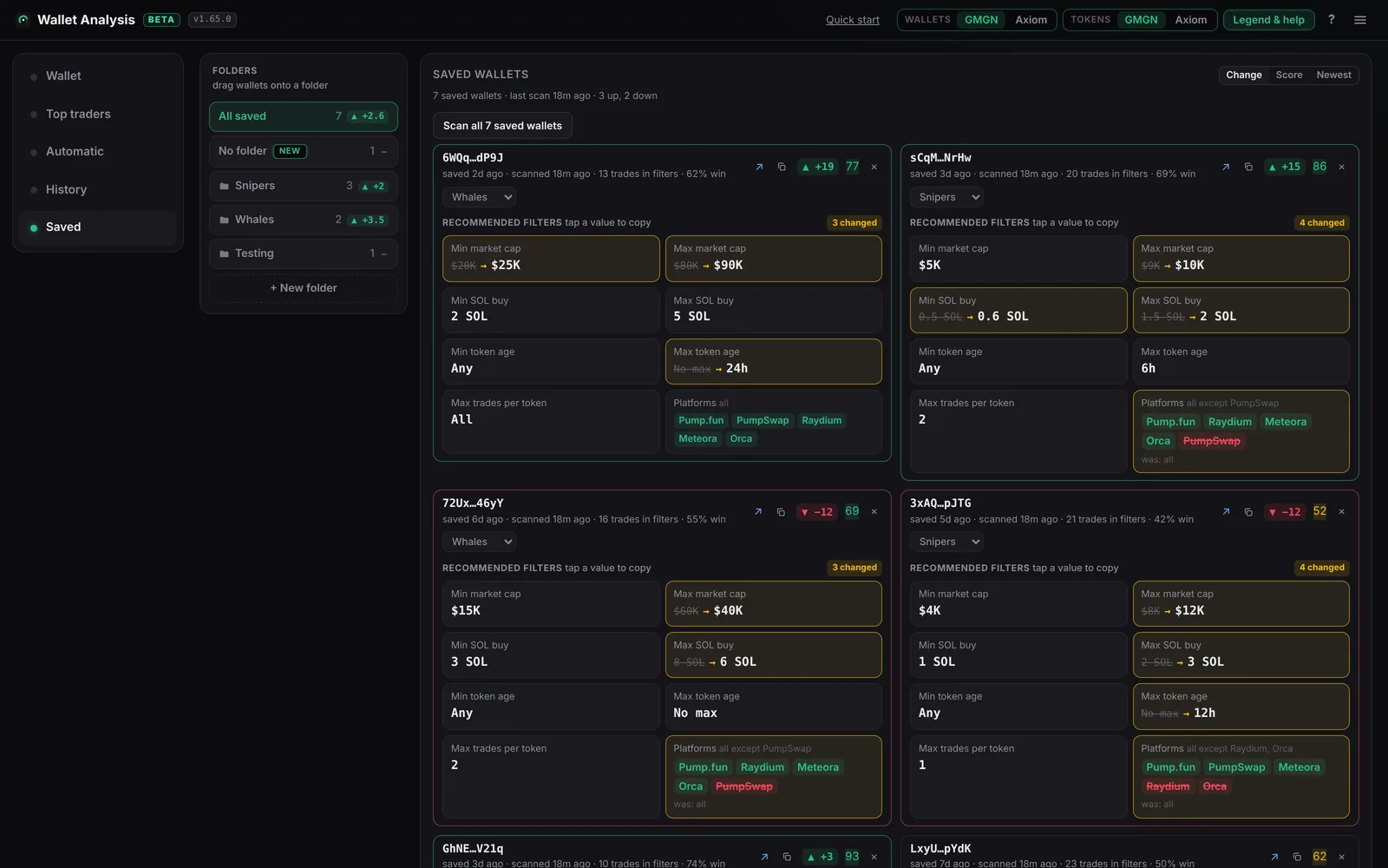 Saved tab on the web dashboard with a folders sidebar